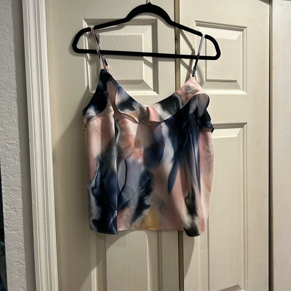 Size M multi colored camisole ruffled top. - Picture 1 of 5
